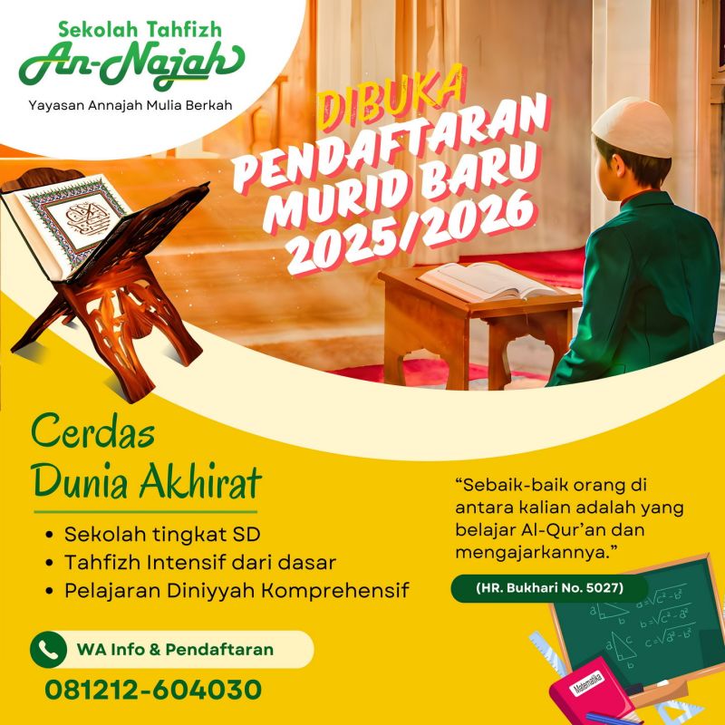 brosur pendaftaran Sekolah Tahfizh An-Najah